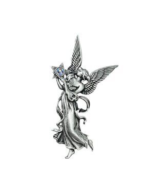Jonette Jewelry Silver Tone Angel Brooch Signed JJ (6553)